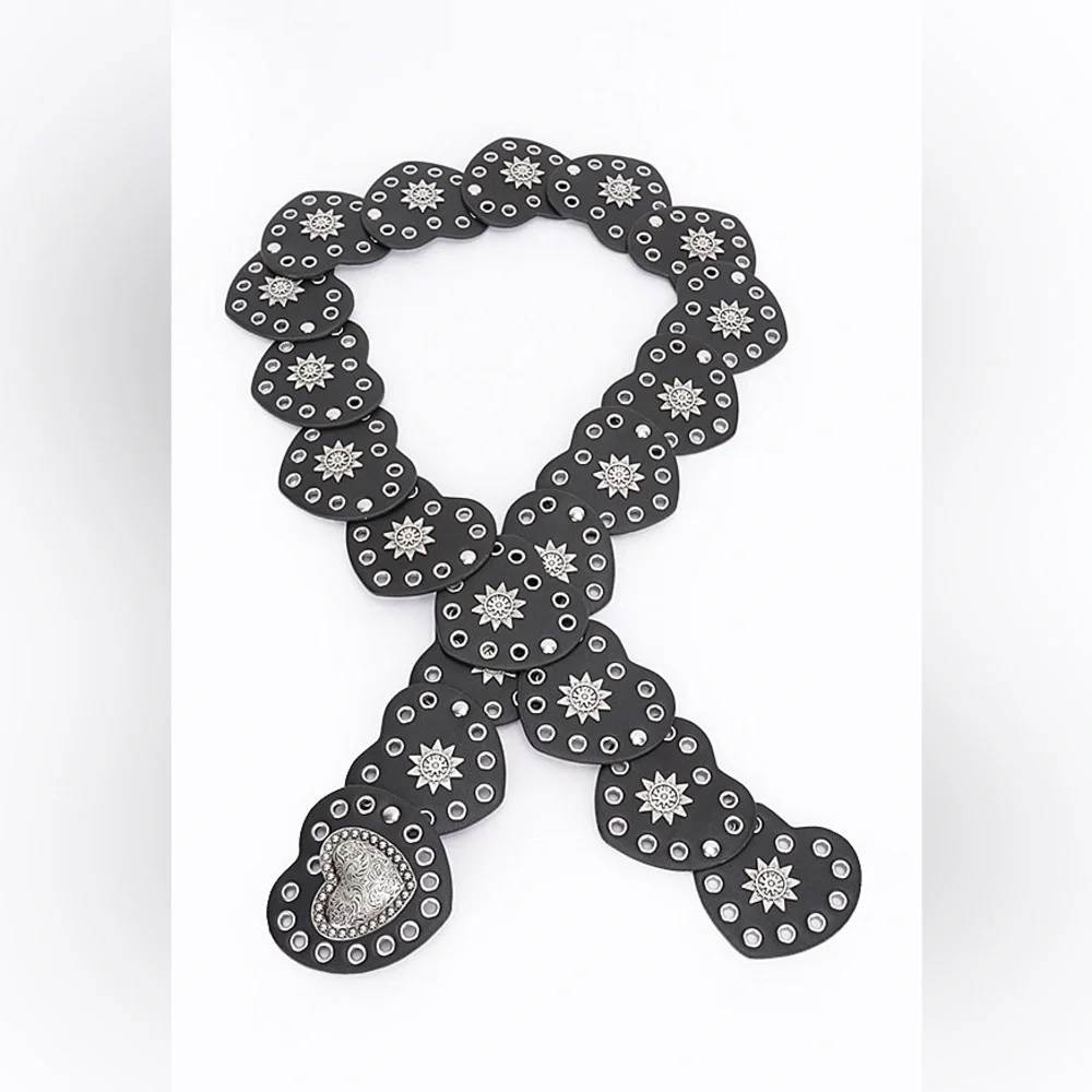 Vegan Leather Heart Western Concho Statement Belt